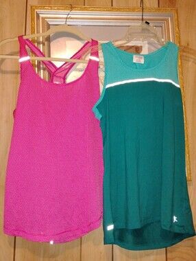 2#Danskin Teal And Pink Mesh Racerback Athletic Tanks
